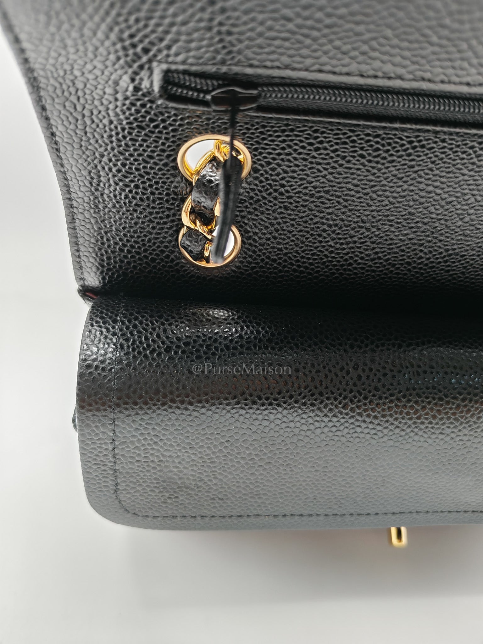 Chanel Classic Double Flap Medium in Black Quilted Caviar Leather and Gold Hardware Series 27 | Purse Maison Luxury Bags Shop