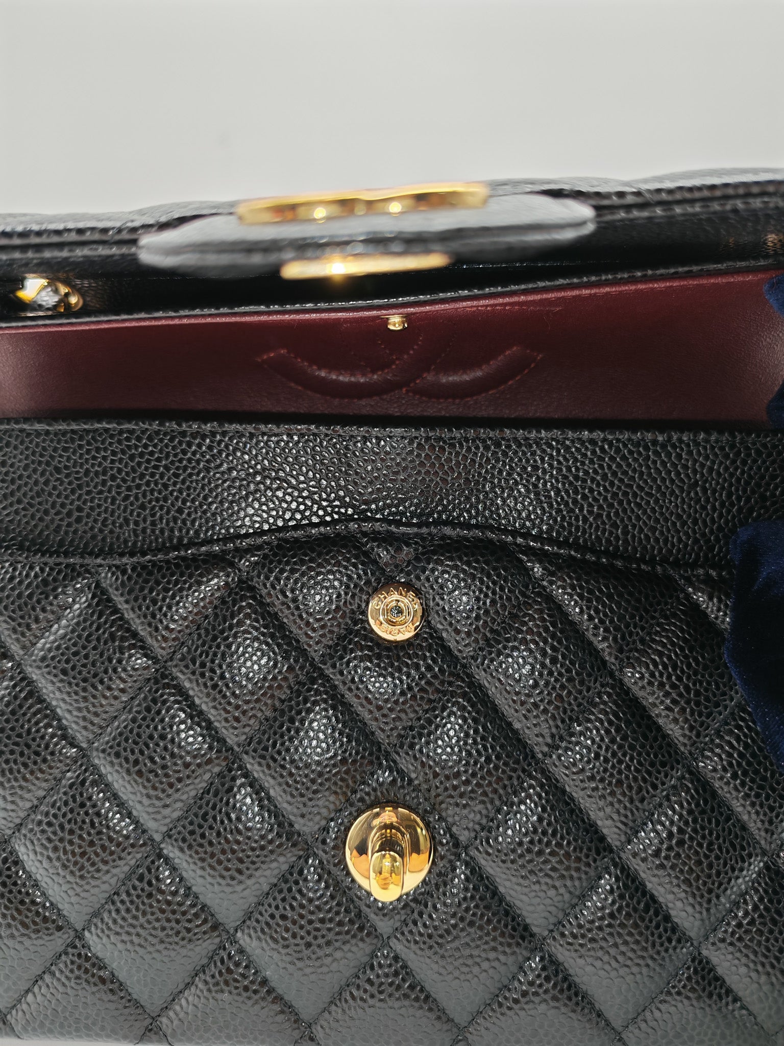Chanel Classic Double Flap Medium in Black Quilted Caviar Leather and Gold Hardware Series 27 | Purse Maison Luxury Bags Shop