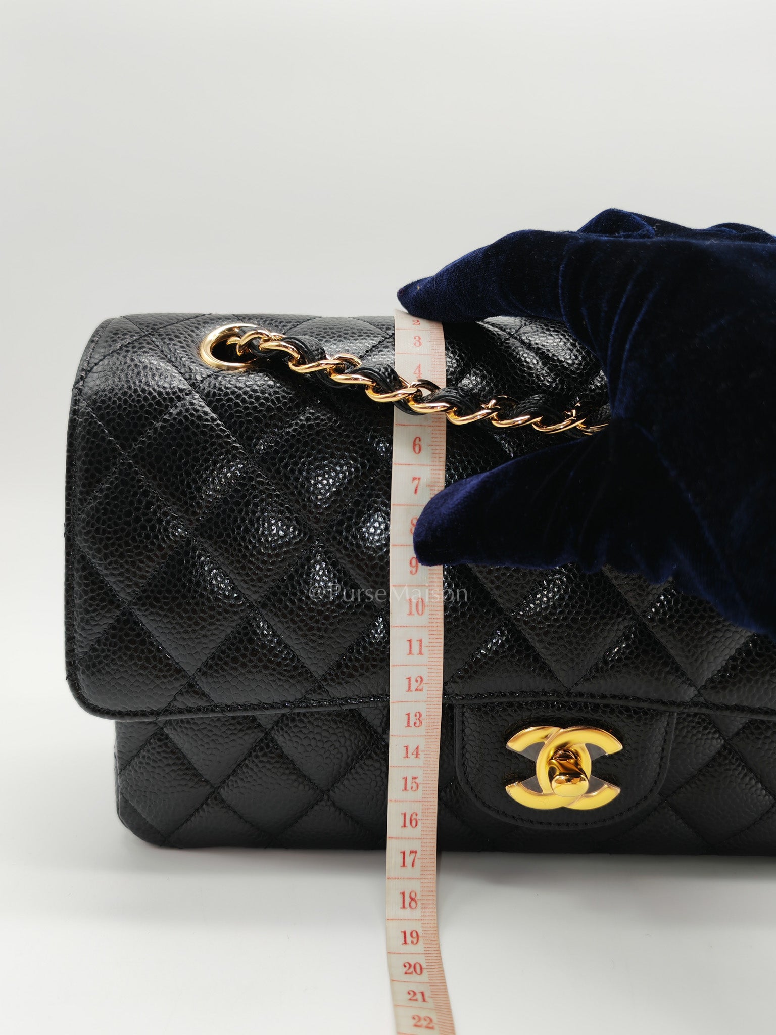 Chanel Classic Double Flap Medium in Black Quilted Caviar Leather and Gold Hardware Series 27 | Purse Maison Luxury Bags Shop