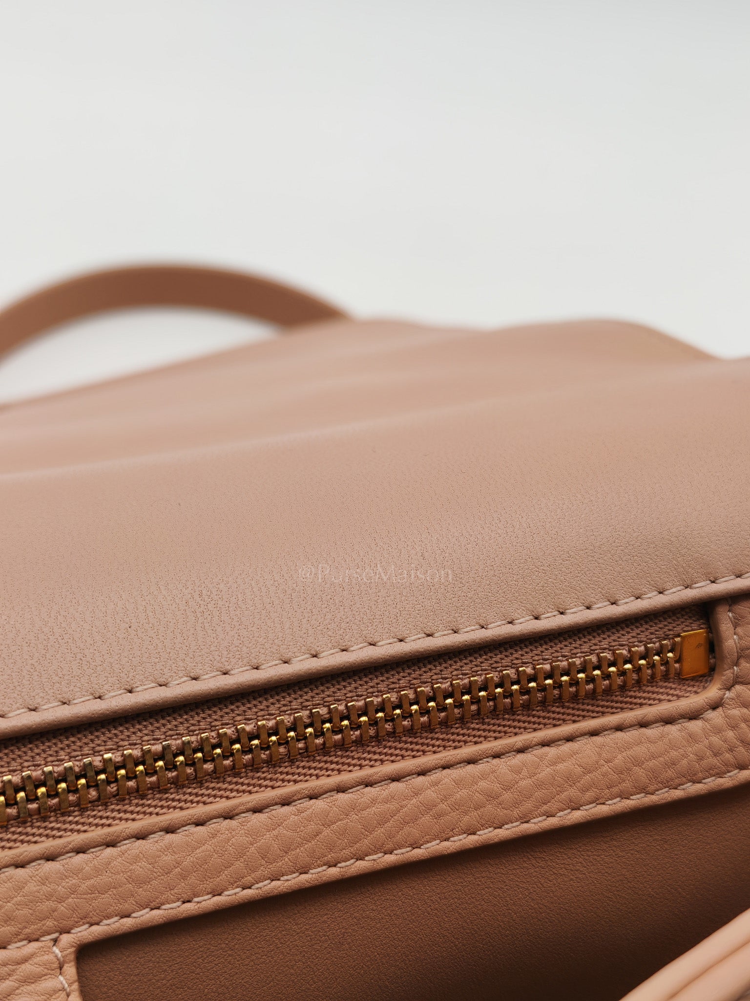 Caro Large in Dark Beige Calfskin Cannage Leather