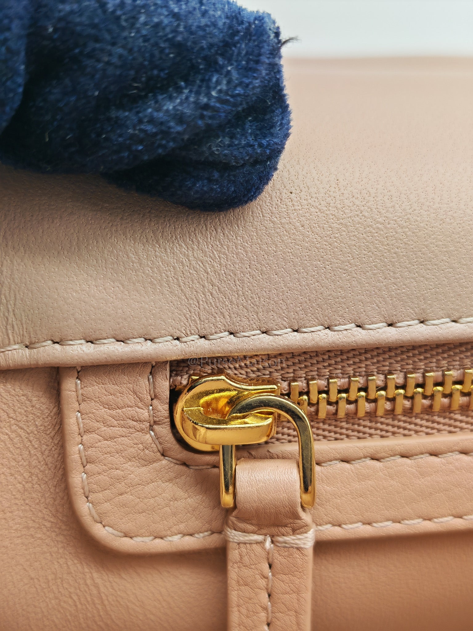Caro Large in Dark Beige Calfskin Cannage Leather