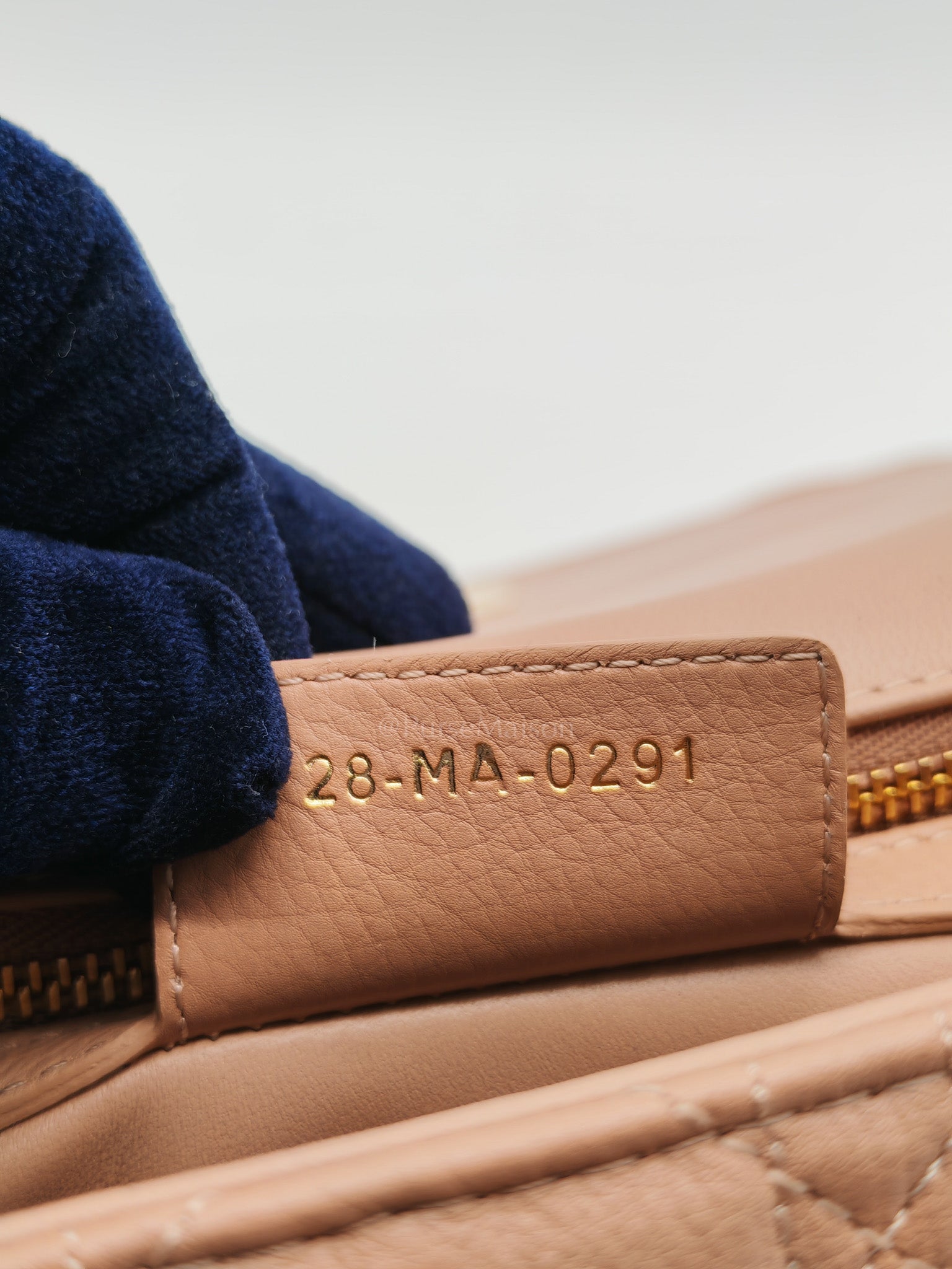 Caro Large in Dark Beige Calfskin Cannage Leather