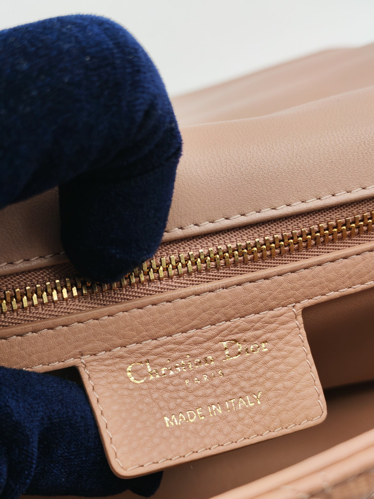 Caro Large in Dark Beige Calfskin Cannage Leather