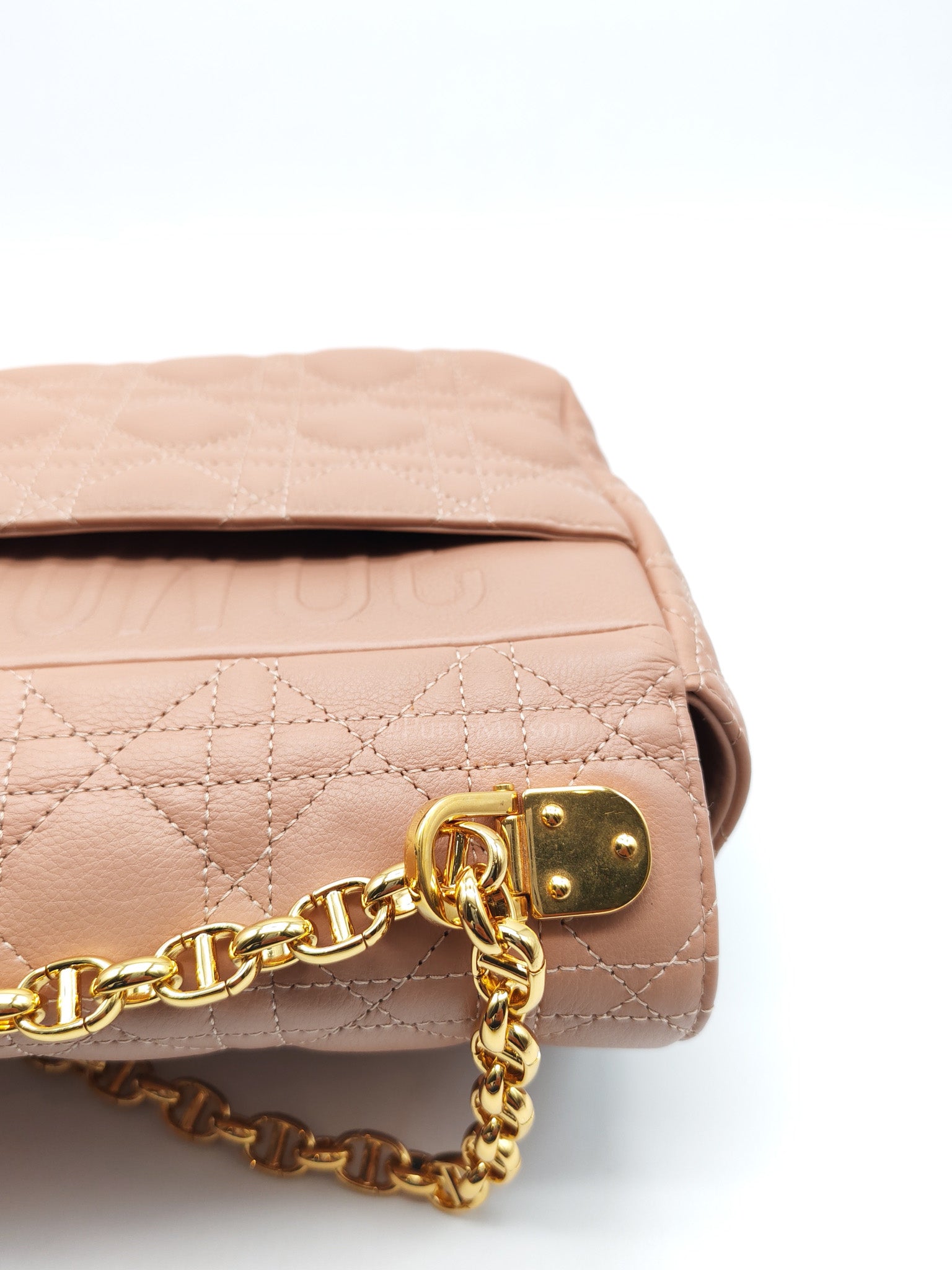 Caro Large in Dark Beige Calfskin Cannage Leather