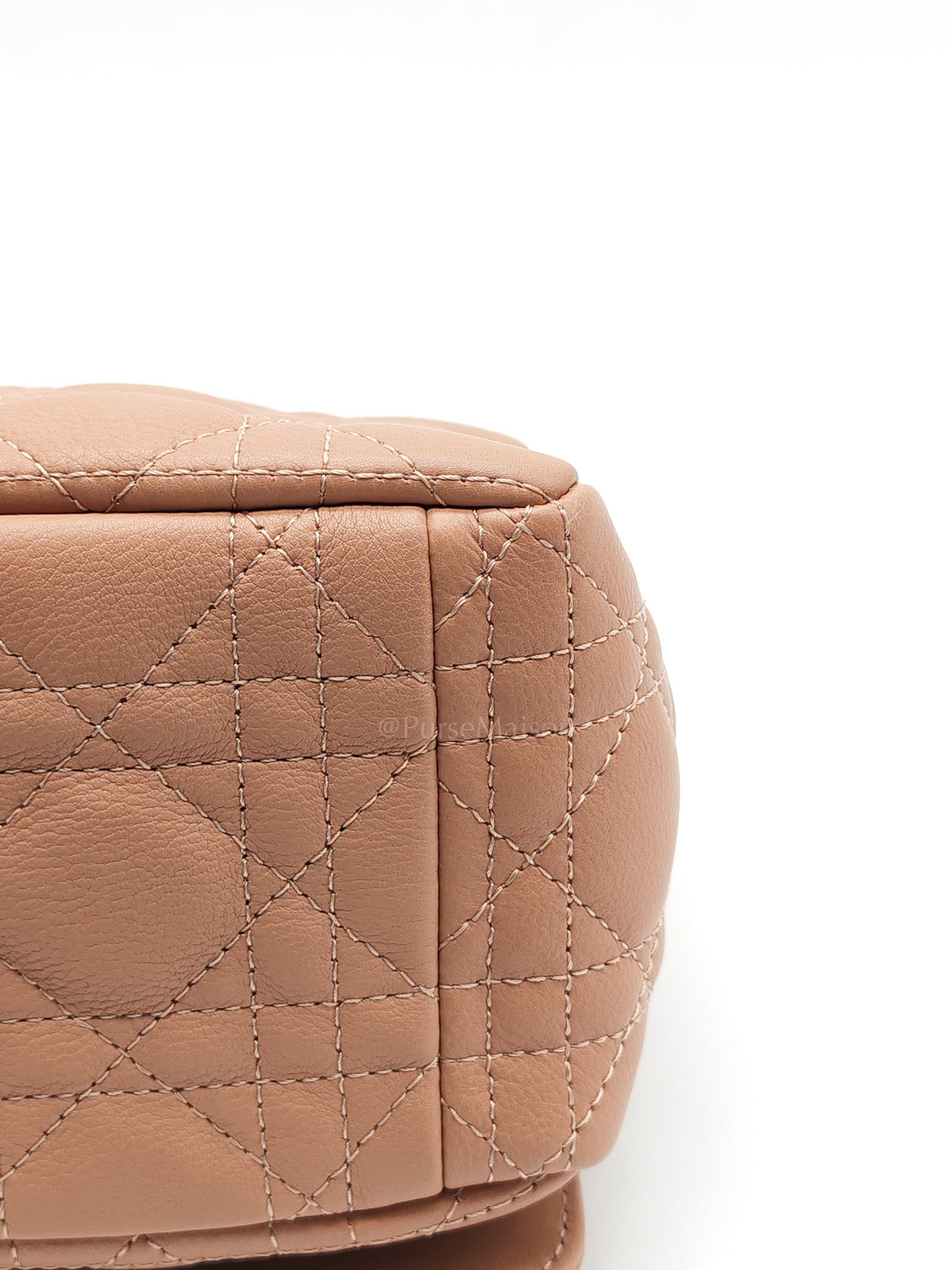 Caro Large in Dark Beige Calfskin Cannage Leather