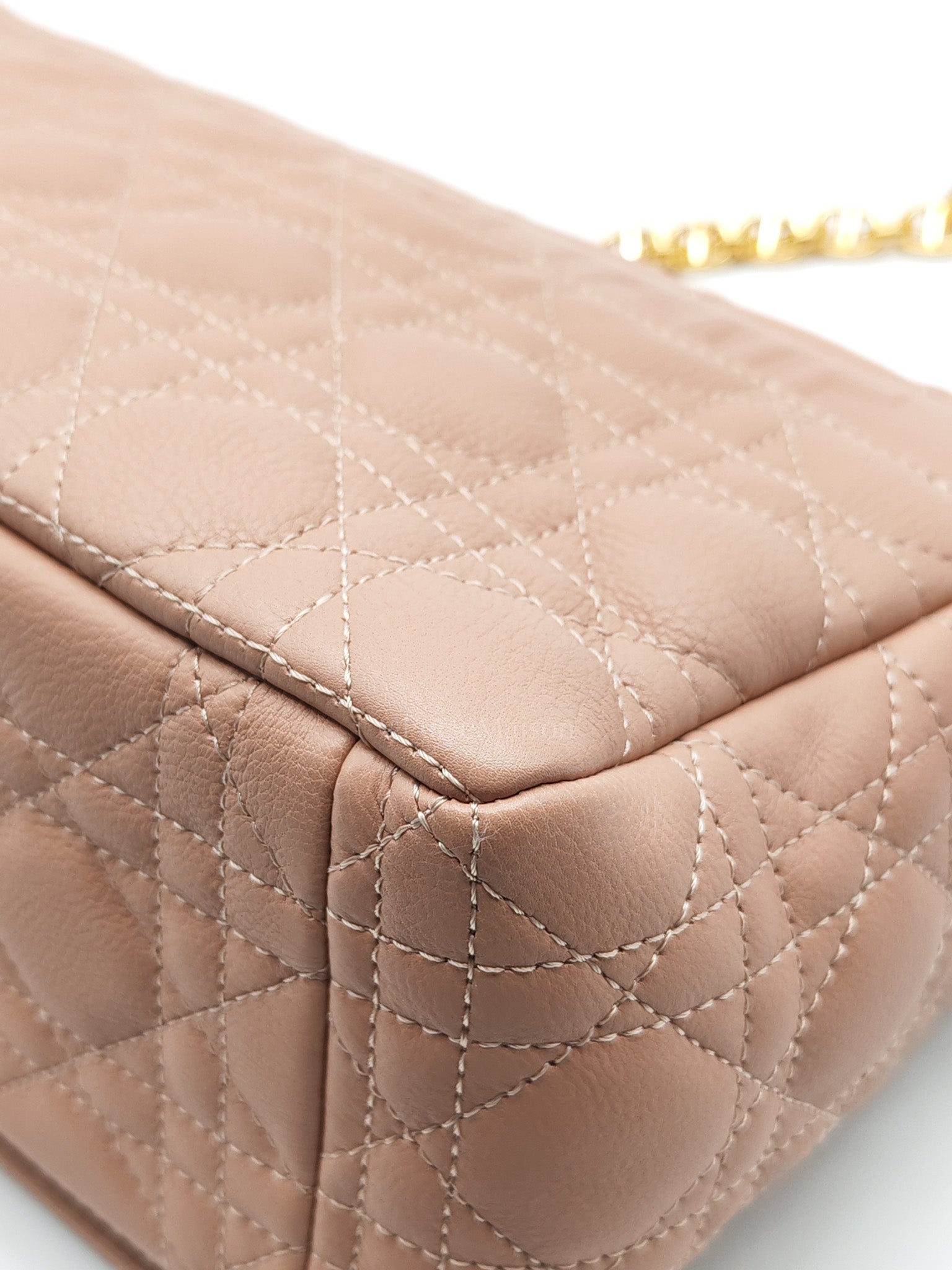 Caro Large in Dark Beige Calfskin Cannage Leather