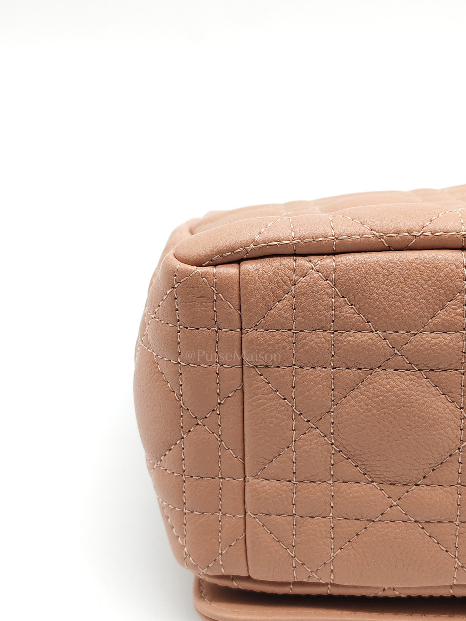 Caro Large in Dark Beige Calfskin Cannage Leather