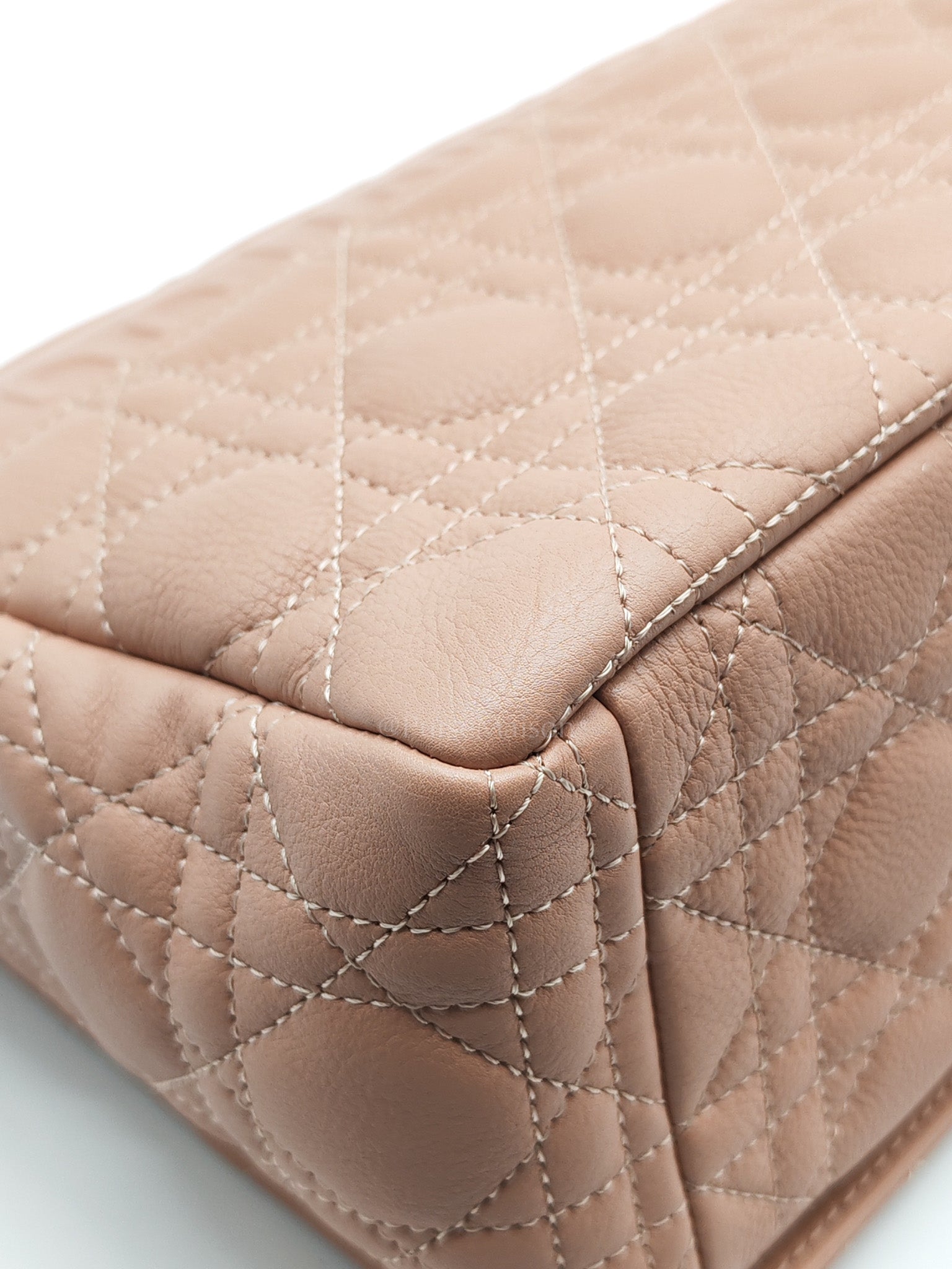 Caro Large in Dark Beige Calfskin Cannage Leather