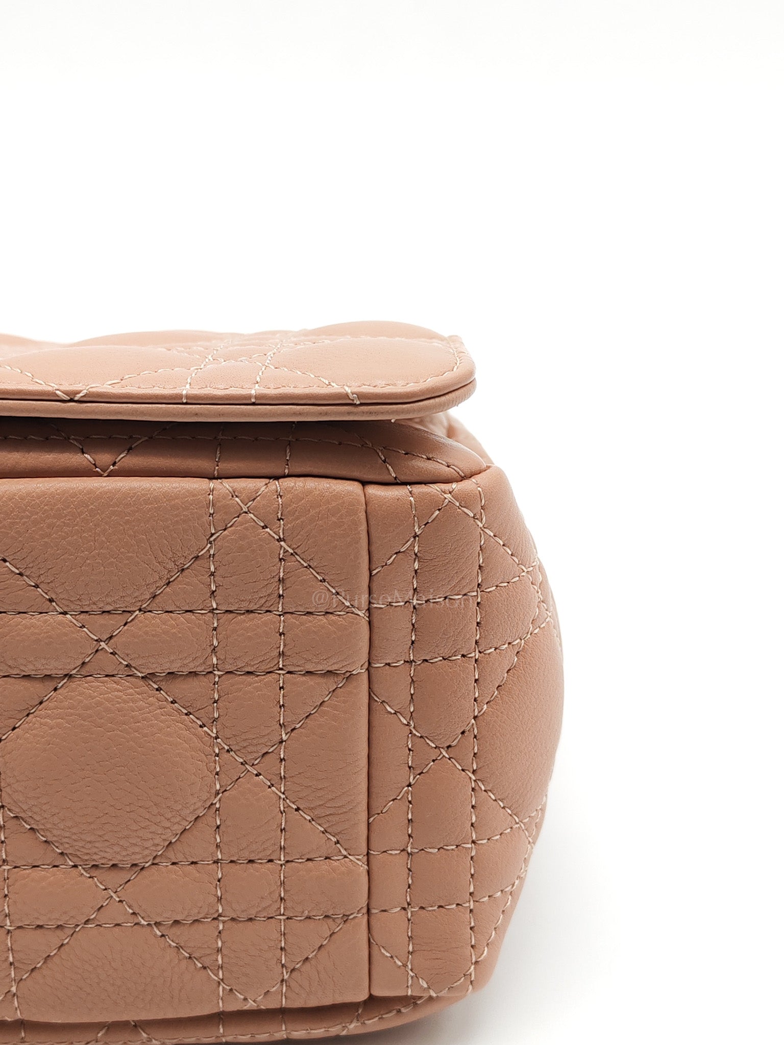 Caro Large in Dark Beige Calfskin Cannage Leather
