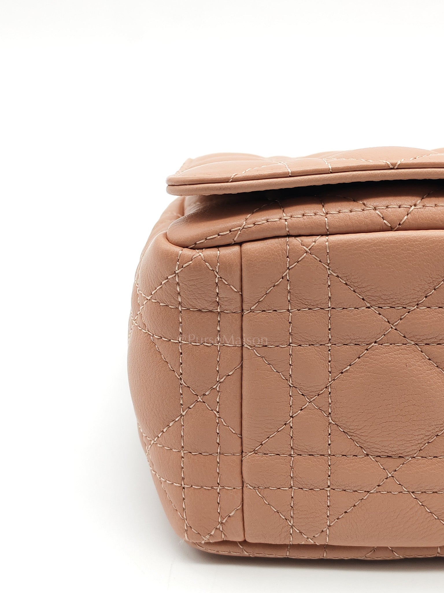 Caro Large in Dark Beige Calfskin Cannage Leather
