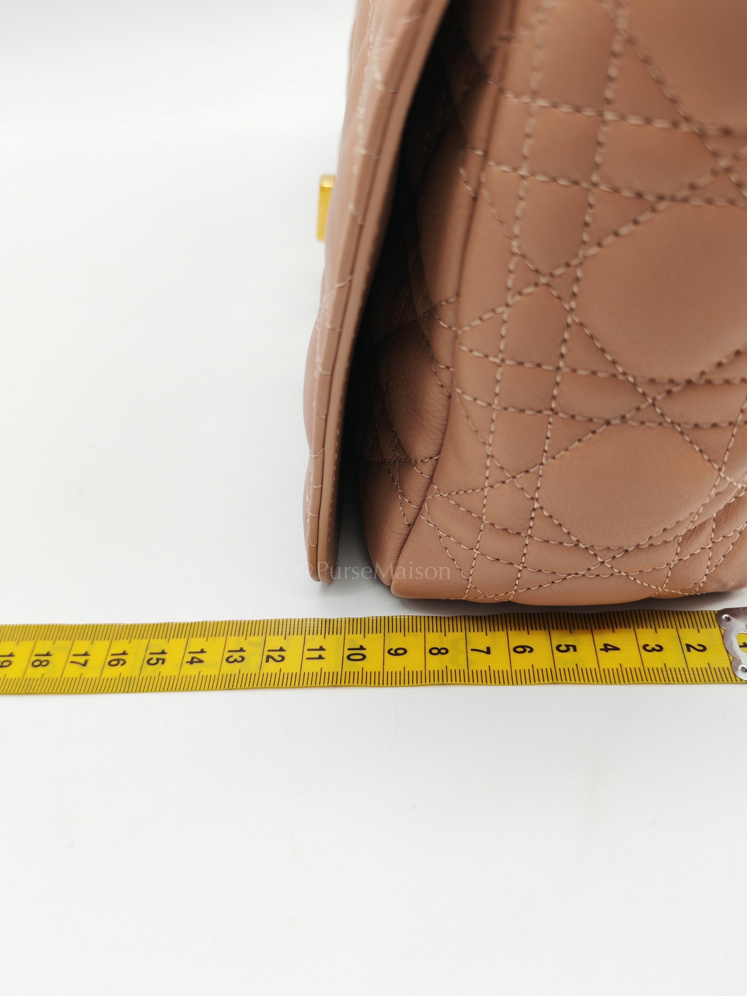 Caro Large in Dark Beige Calfskin Cannage Leather