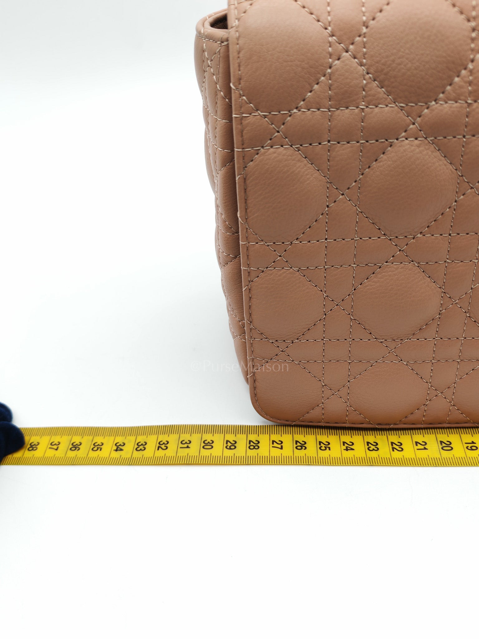 Caro Large in Dark Beige Calfskin Cannage Leather