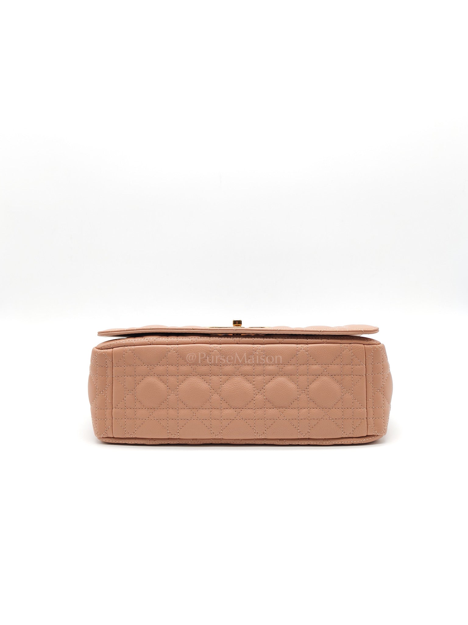 Caro Large in Dark Beige Calfskin Cannage Leather