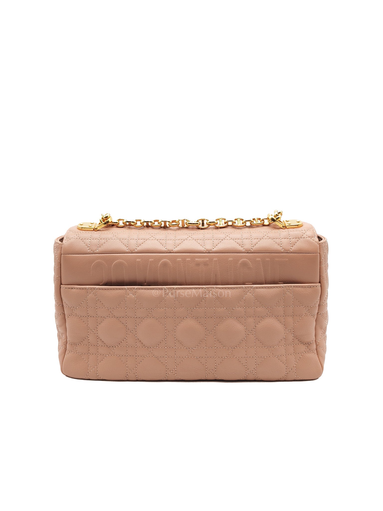 Caro Large in Dark Beige Calfskin Cannage Leather