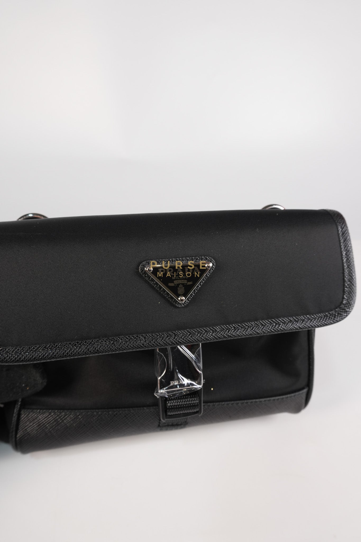 2ZH108 Mini Smartphone Case in Re-Nylon & Saffiano Leather | Purse Maison Luxury Bags Shop