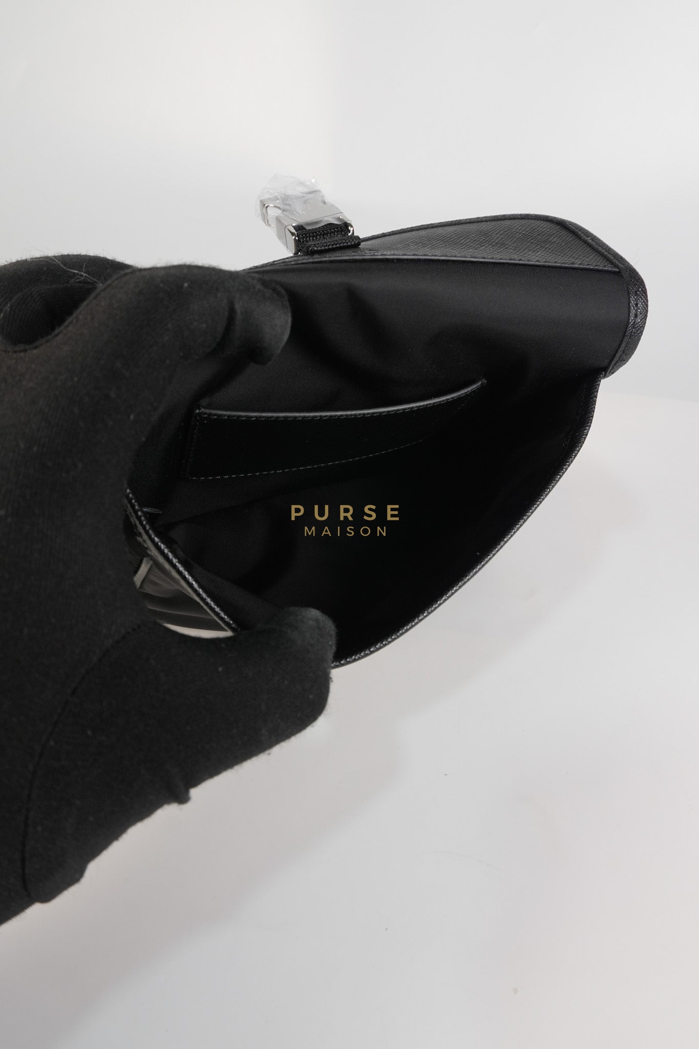 2ZH108 Mini Smartphone Case in Re-Nylon & Saffiano Leather | Purse Maison Luxury Bags Shop