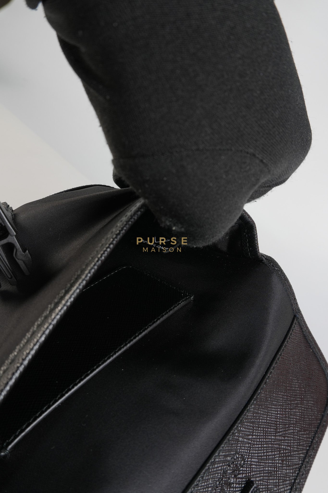 2ZH108 Mini Smartphone Case in Re-Nylon & Saffiano Leather | Purse Maison Luxury Bags Shop