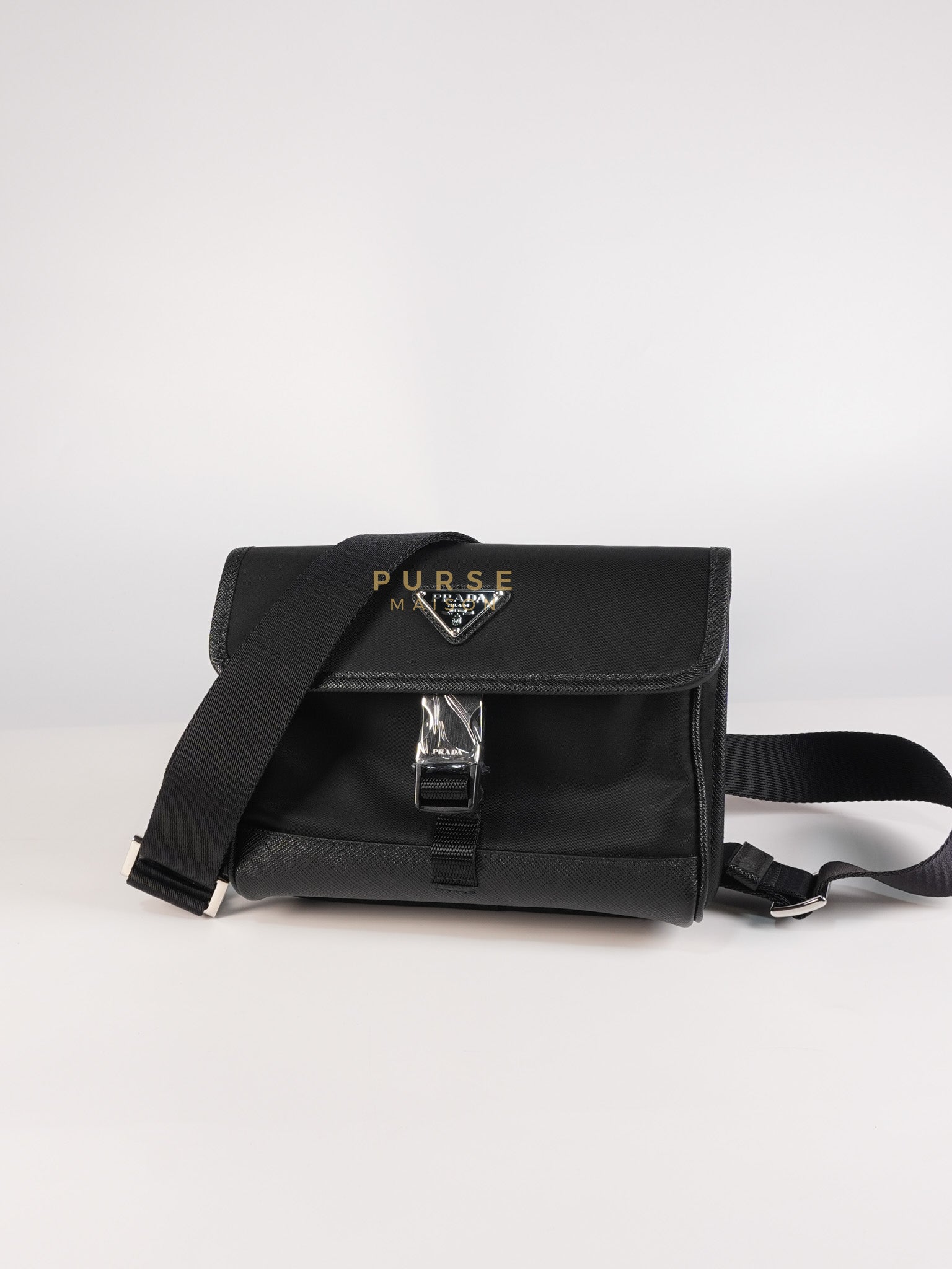 2ZH108 Mini Smartphone Case in Re-Nylon & Saffiano Leather | Purse Maison Luxury Bags Shop