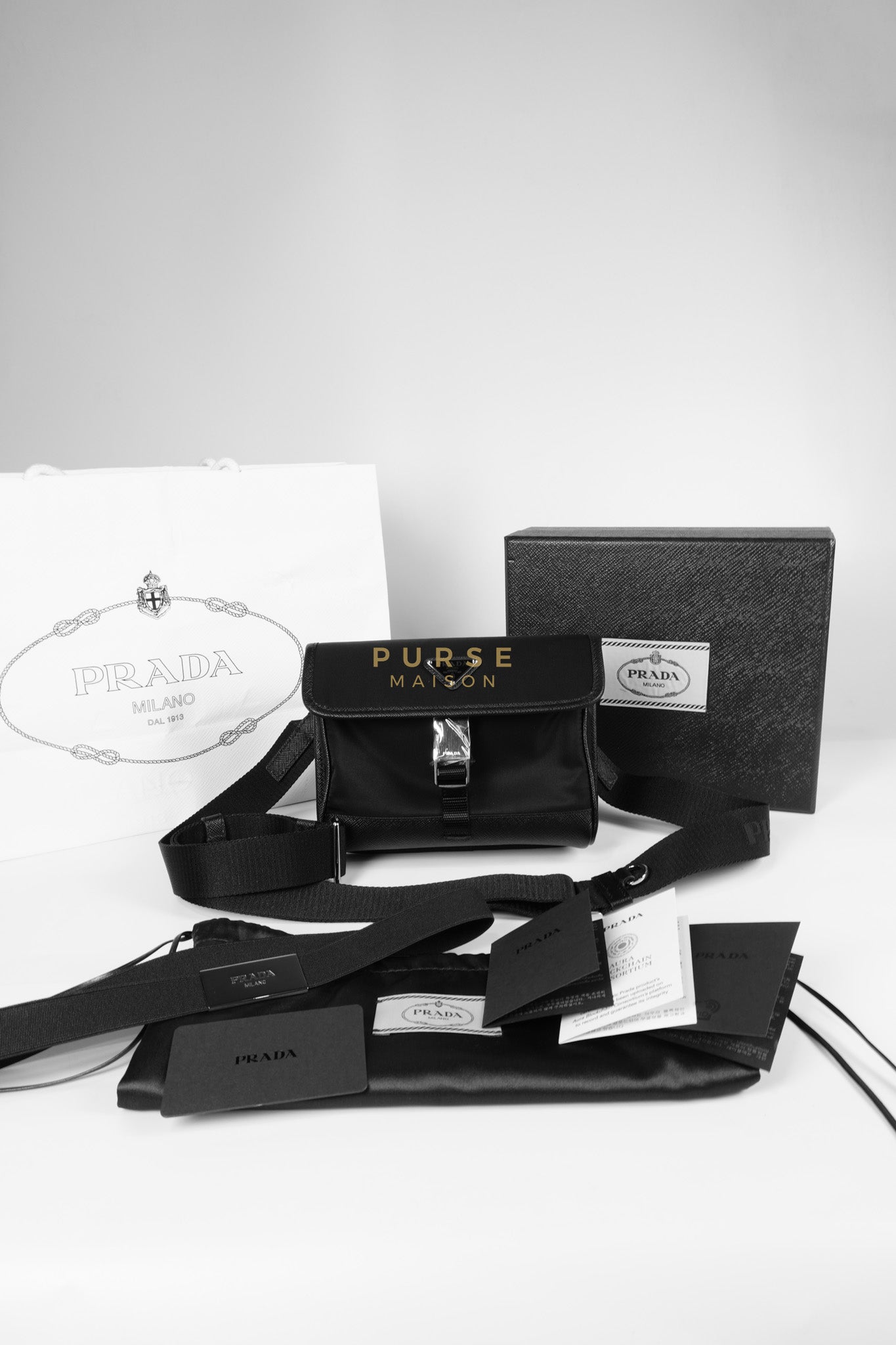 2ZH108 Mini Smartphone Case in Re-Nylon & Saffiano Leather | Purse Maison Luxury Bags Shop