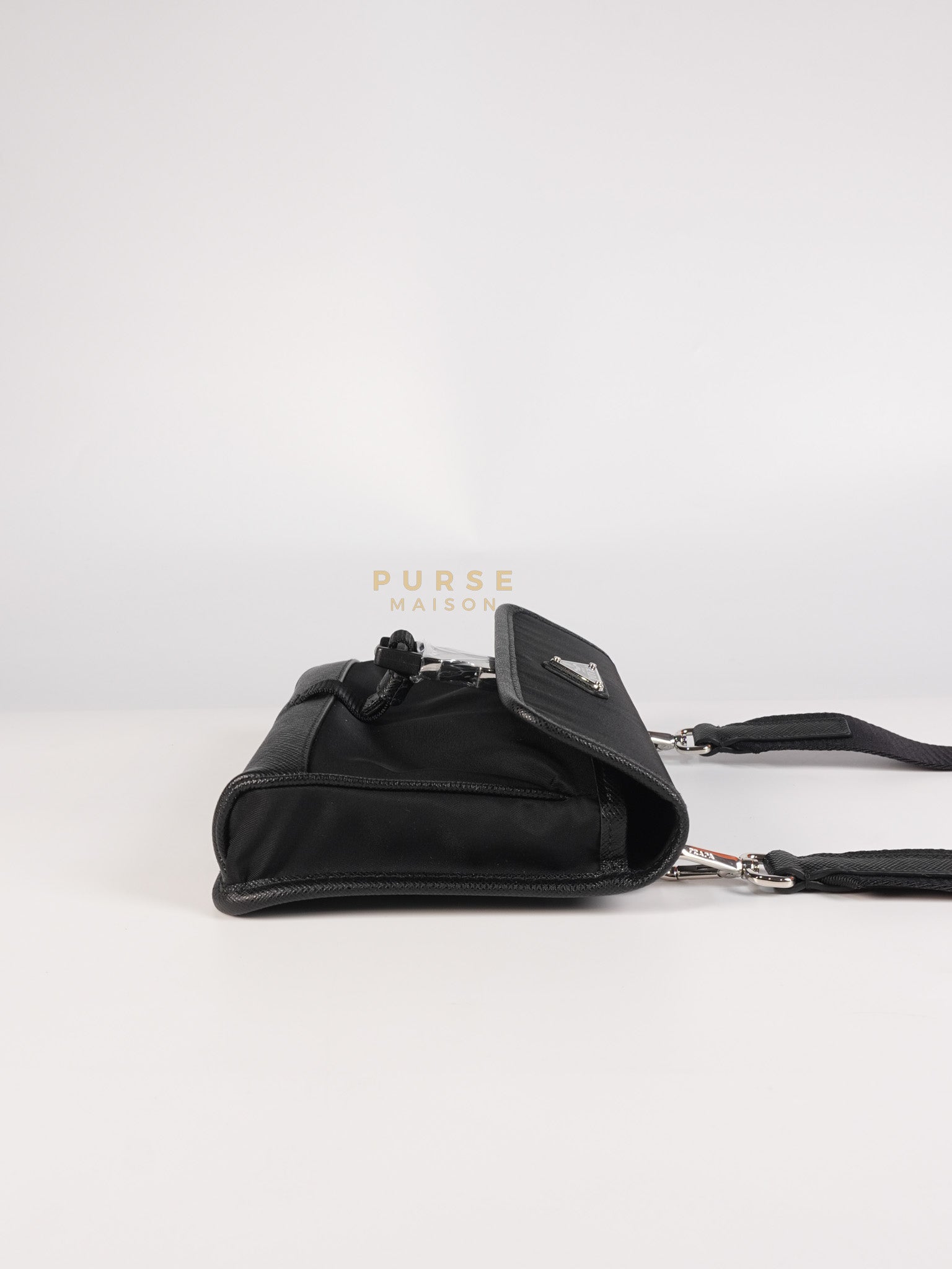 2ZH108 Mini Smartphone Case in Re-Nylon & Saffiano Leather | Purse Maison Luxury Bags Shop