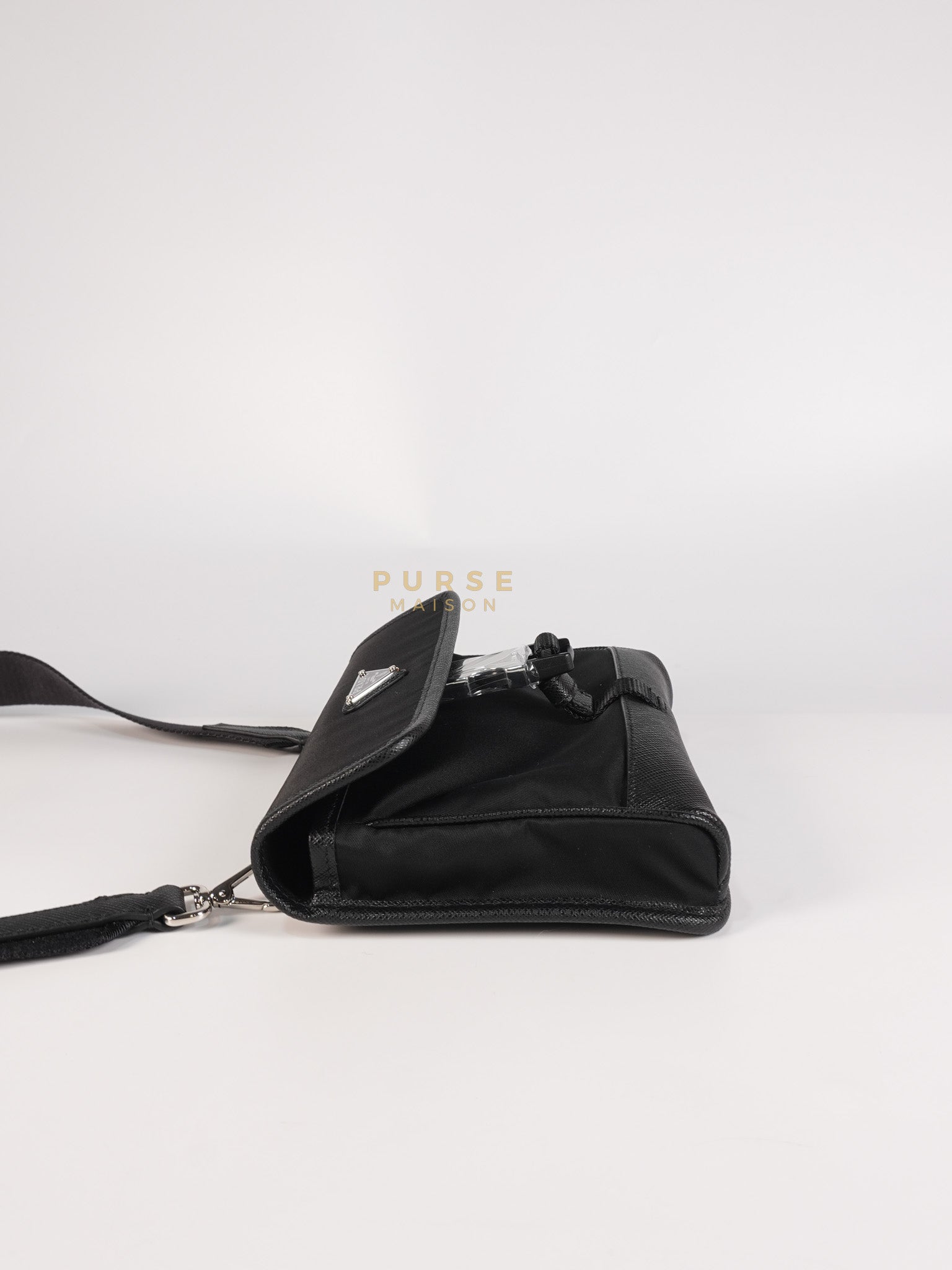 2ZH108 Mini Smartphone Case in Re-Nylon & Saffiano Leather | Purse Maison Luxury Bags Shop