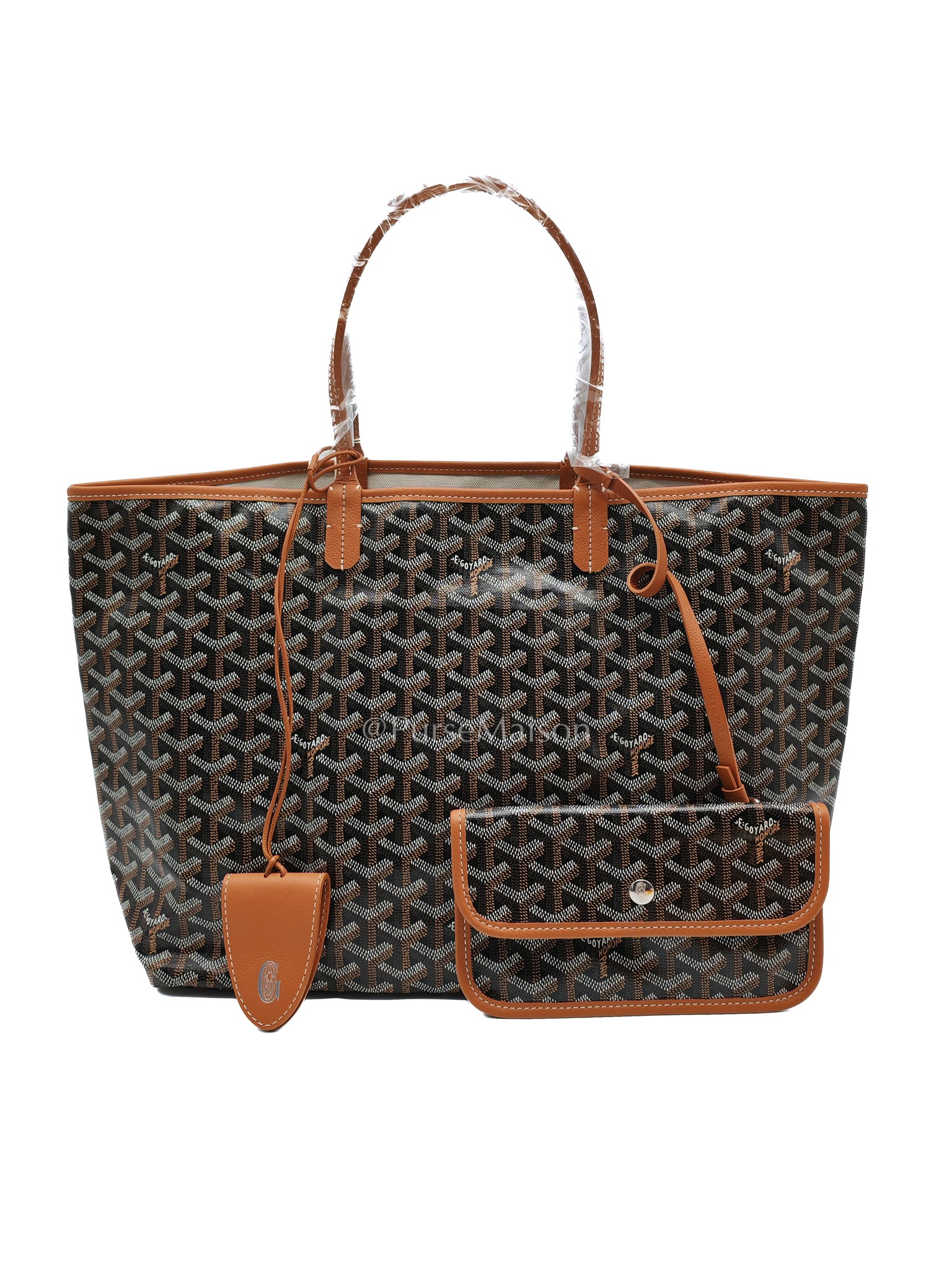 Saint Louis PM Tan with Croc Universel Clip Charm in Goyardine Canvas Tote Bag