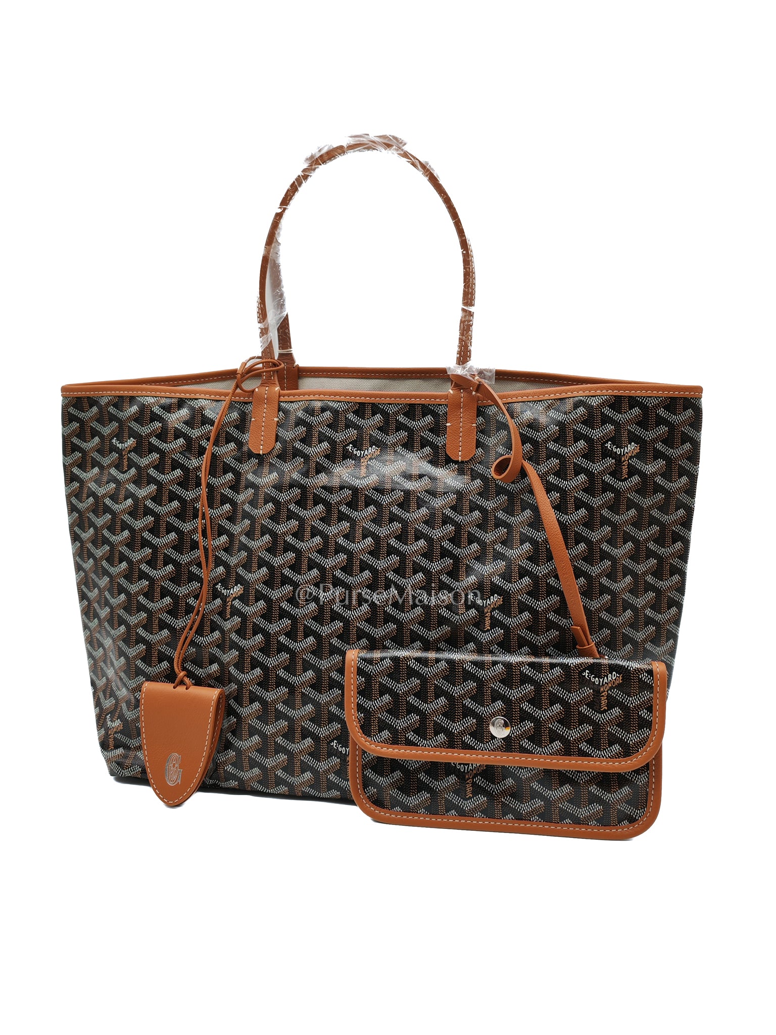 Saint Louis PM Tan with Croc Universel Clip Charm in Goyardine Canvas Tote Bag
