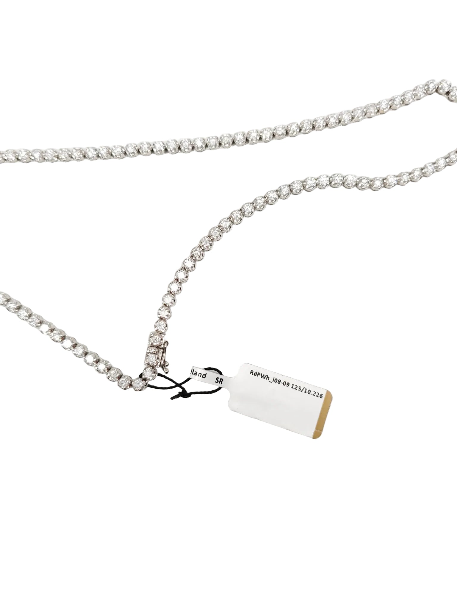 18k 28.1gms 10.226cts Natural Diamond White Gold Tennis Necklace (18 inches)