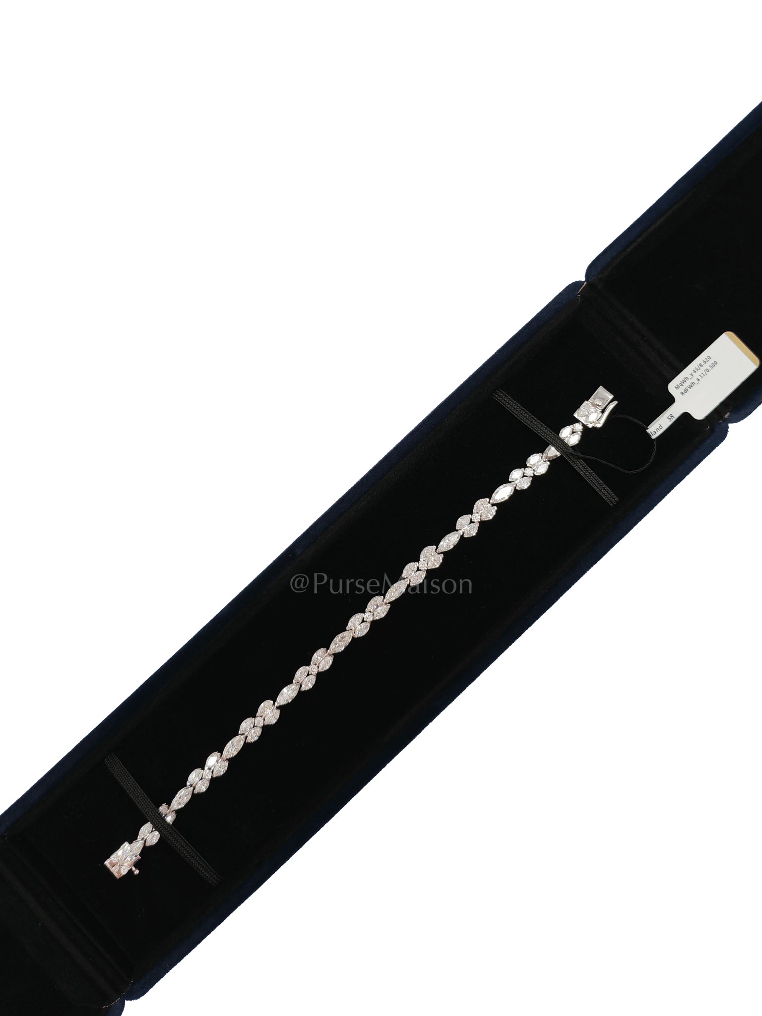 18k 11.64gms. 9.12cts. Natural Diamond White Gold Tennis Bracelet (7.25 inches)