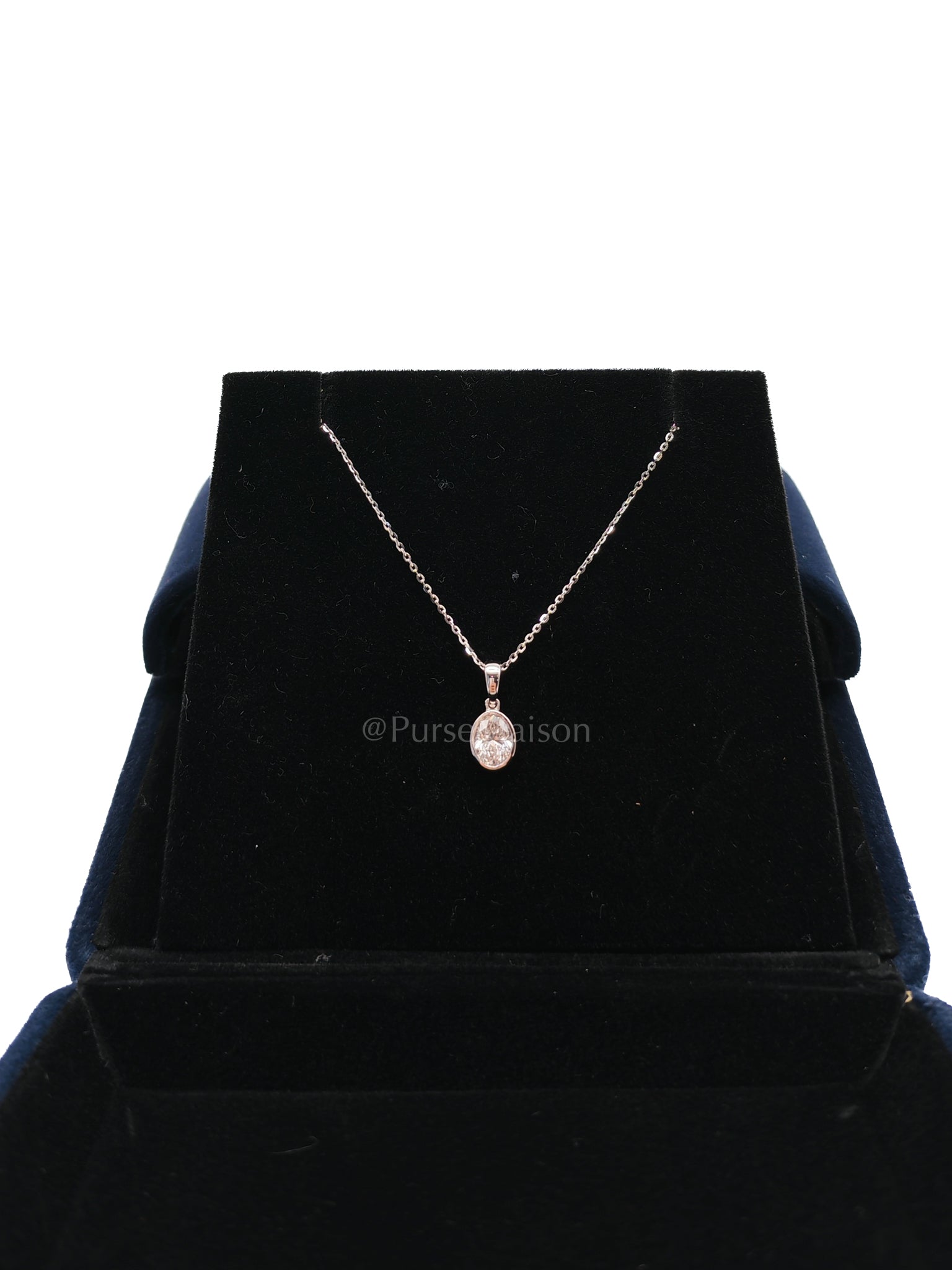 18k 1.55gms. 0.5cts. Natural Diamond White Gold Necklace (18 inches)