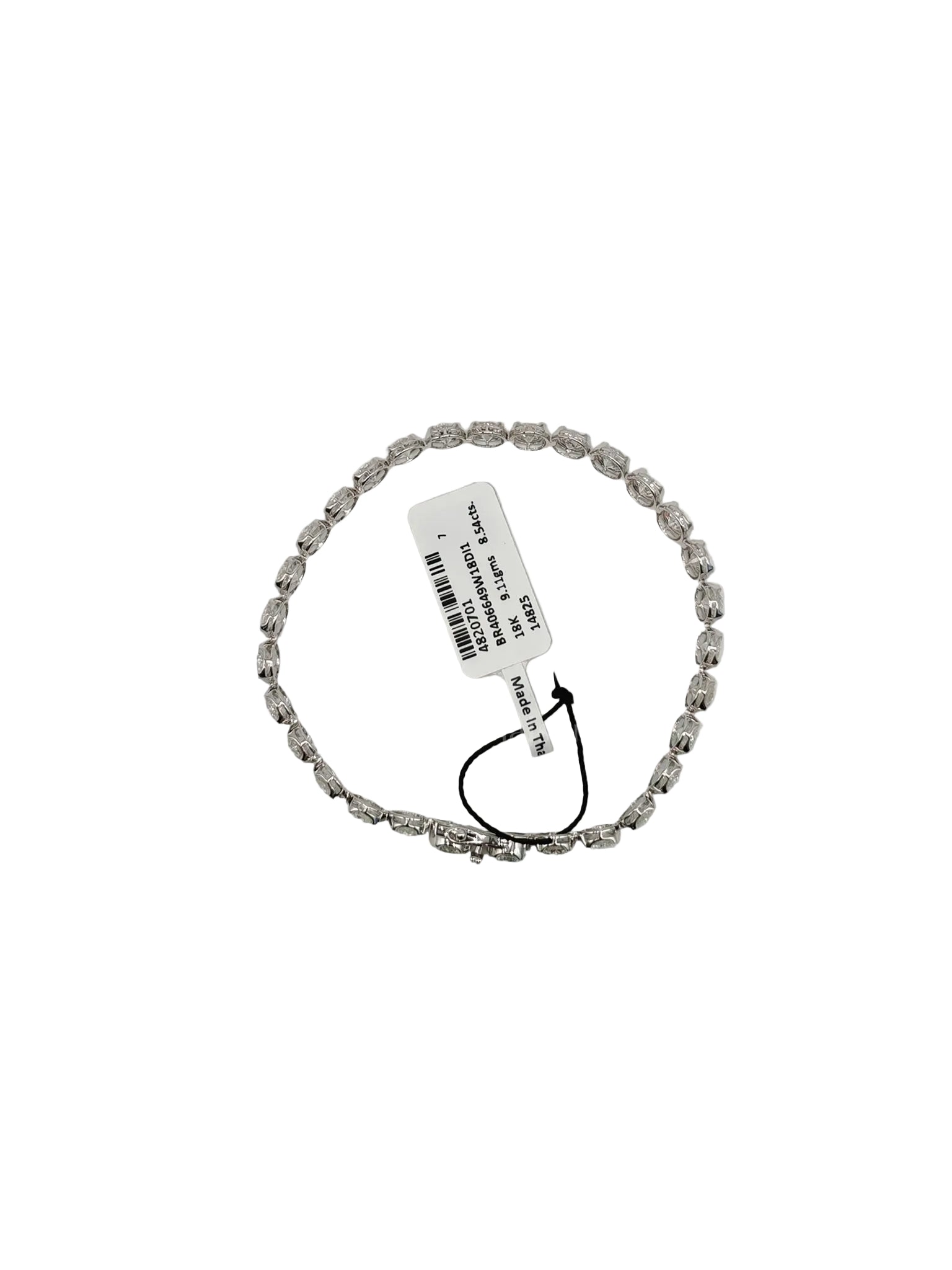 18k 9.11gms. 8.54cts. Natural Diamond White Gold Tennis Bracelet (7 inches)