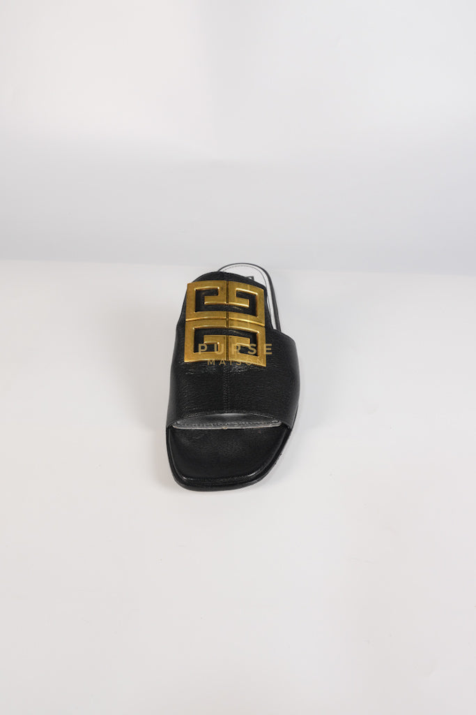 4G Logo Slide Sandals in Black Plague Leather Size 38.5 Eu (24 cm) | Purse Maison Luxury Bags Shop
