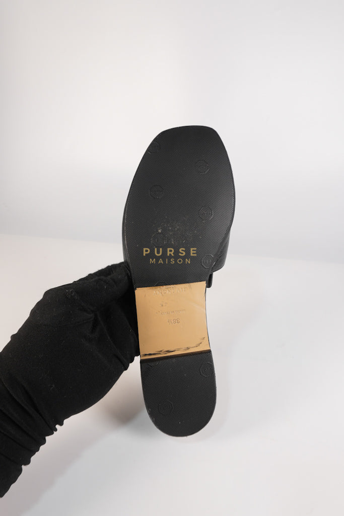 4G Logo Slide Sandals in Black Plague Leather Size 38.5 Eu (24 cm) | Purse Maison Luxury Bags Shop