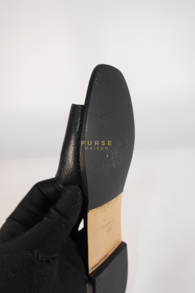 4G Logo Slide Sandals in Black Plague Leather Size 38.5 Eu (24 cm) | Purse Maison Luxury Bags Shop