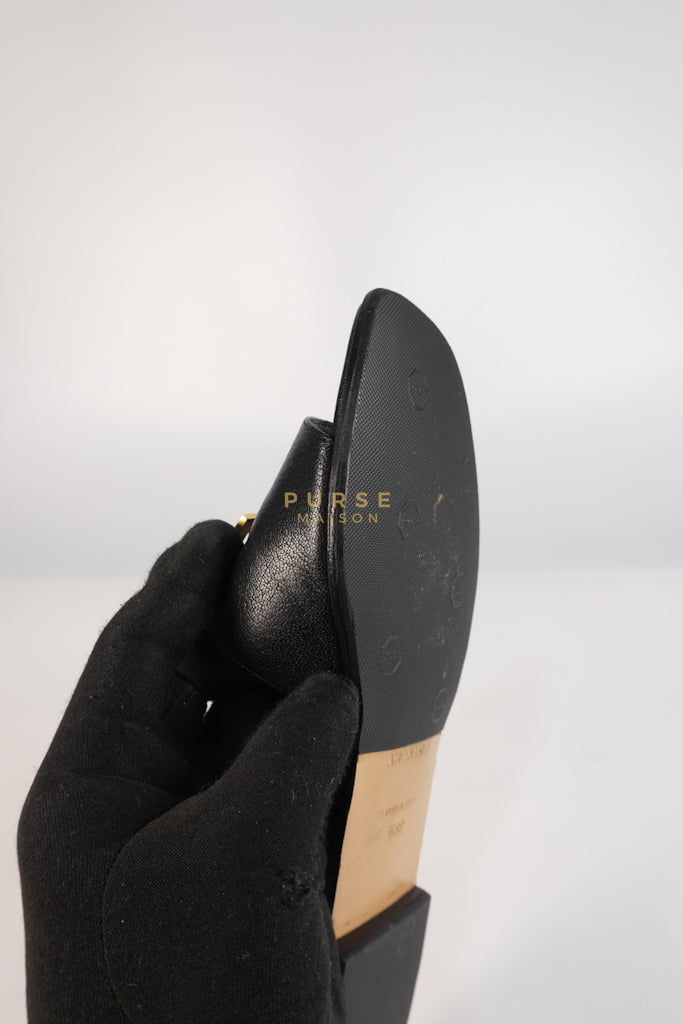 4G Logo Slide Sandals in Black Plague Leather Size 38.5 Eu (24 cm) | Purse Maison Luxury Bags Shop