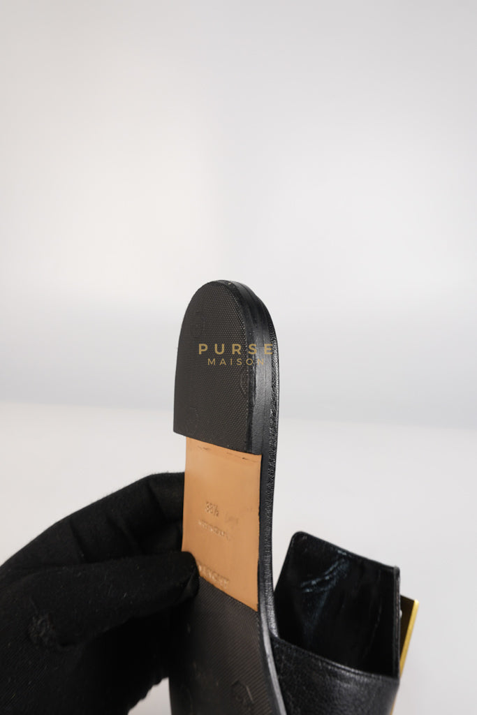4G Logo Slide Sandals in Black Plague Leather Size 38.5 Eu (24 cm) | Purse Maison Luxury Bags Shop