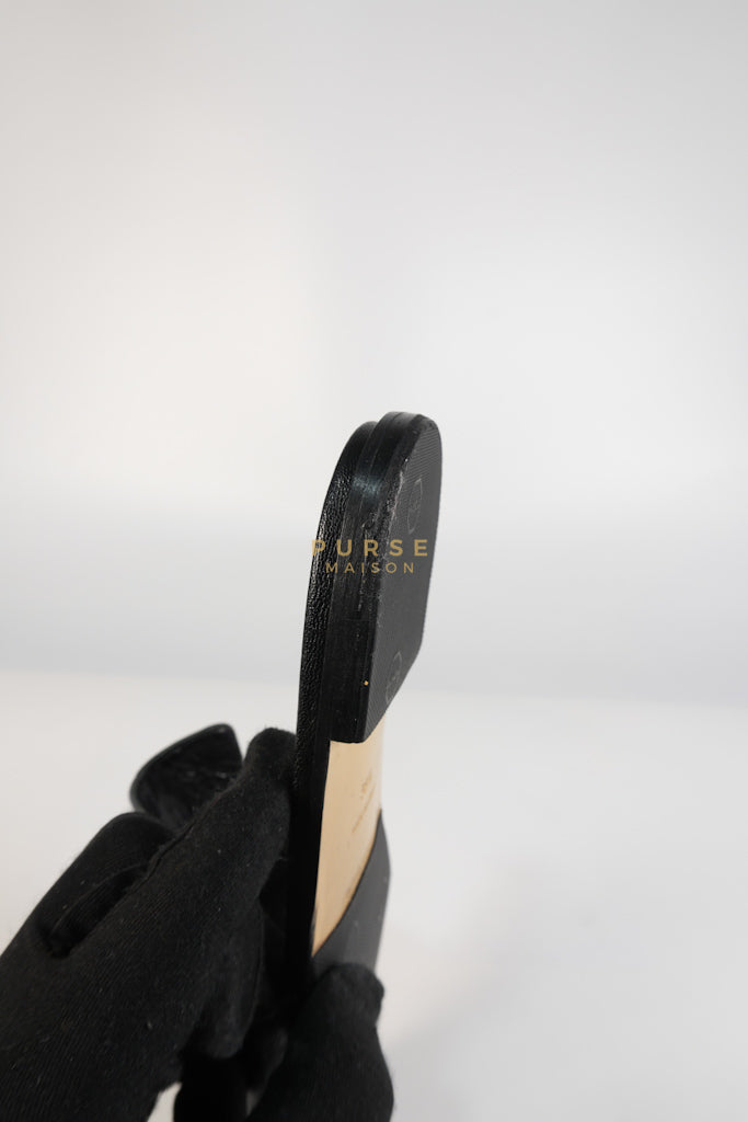 4G Logo Slide Sandals in Black Plague Leather Size 38.5 Eu (24 cm) | Purse Maison Luxury Bags Shop