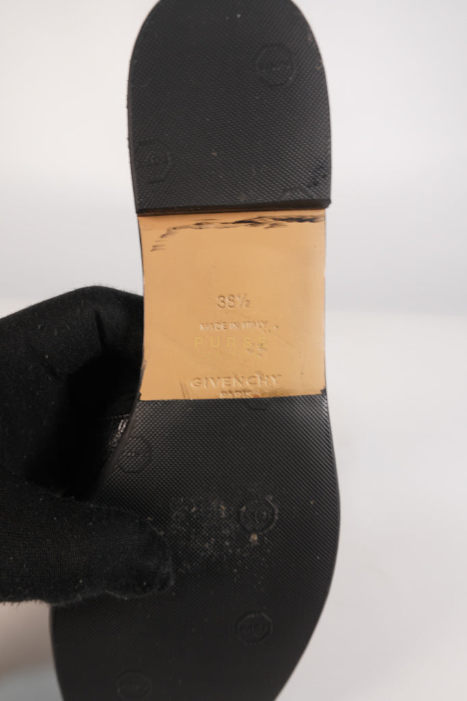 4G Logo Slide Sandals in Black Plague Leather Size 38.5 Eu (24 cm) | Purse Maison Luxury Bags Shop