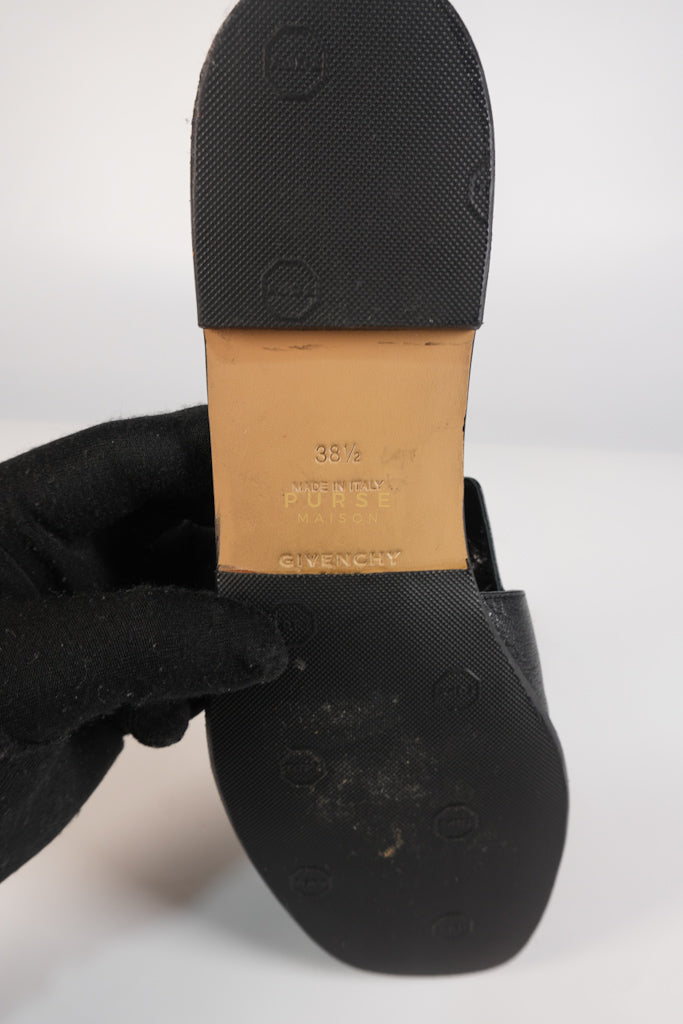 4G Logo Slide Sandals in Black Plague Leather Size 38.5 Eu (24 cm) | Purse Maison Luxury Bags Shop