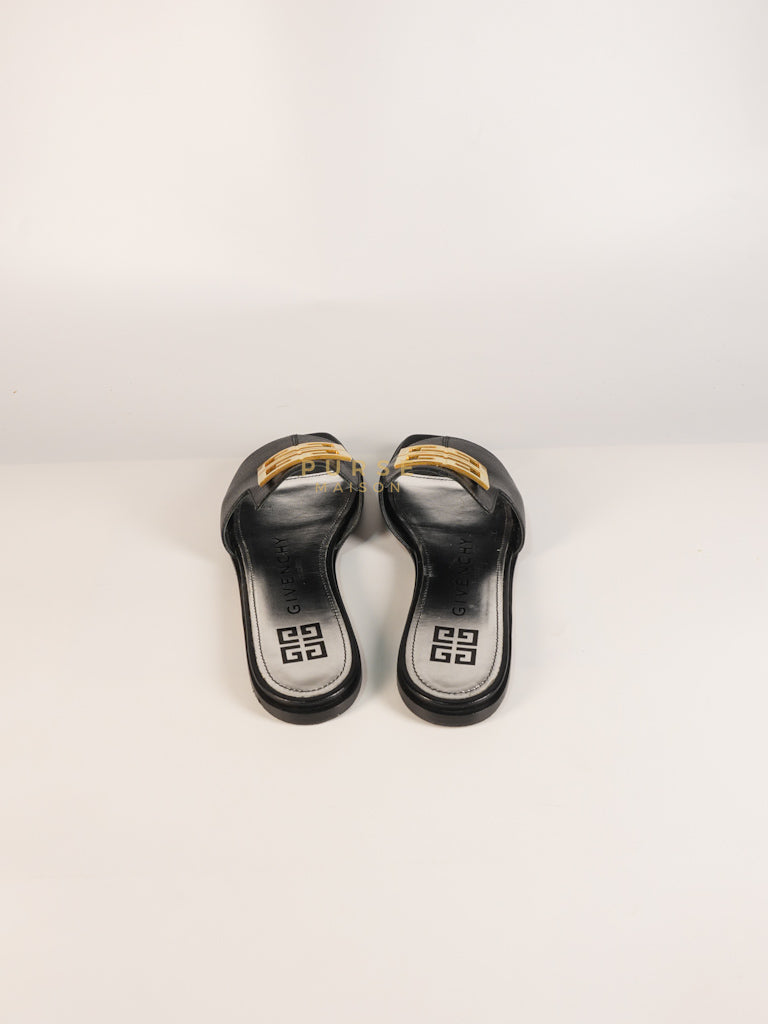 4G Logo Slide Sandals in Black Plague Leather Size 38.5 Eu (24 cm) | Purse Maison Luxury Bags Shop