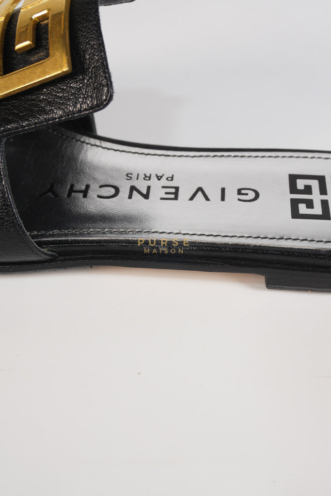 4G Logo Slide Sandals in Black Plague Leather Size 38.5 Eu (24 cm) | Purse Maison Luxury Bags Shop