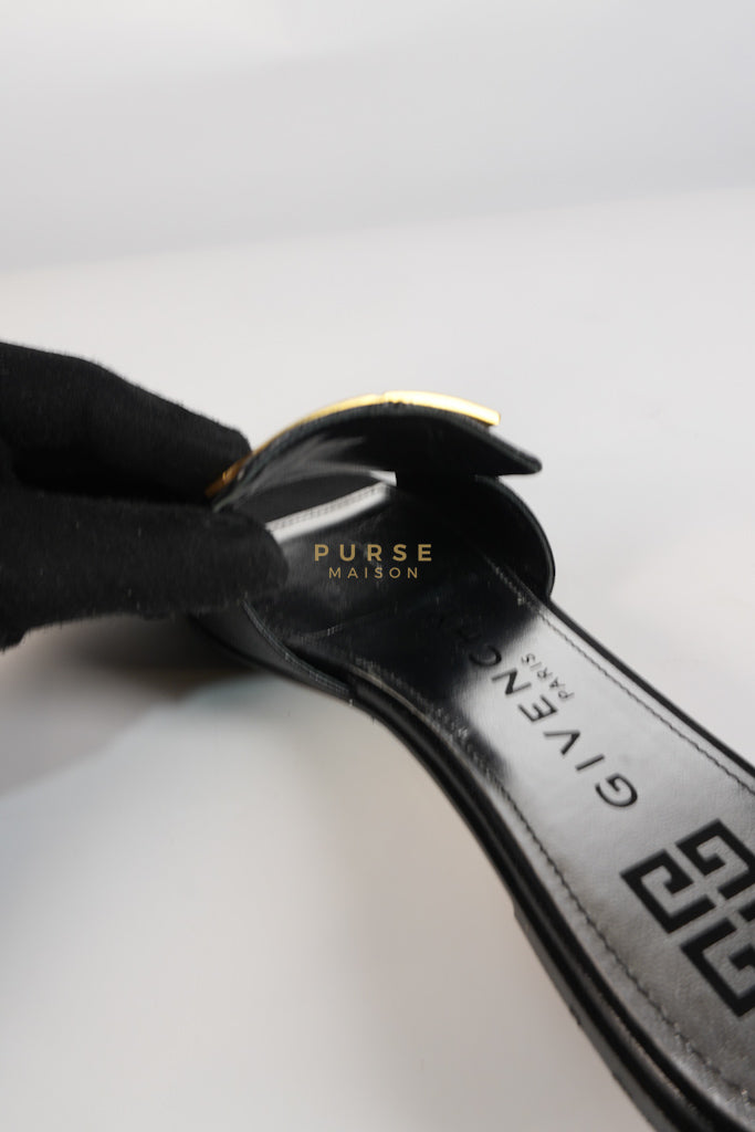 4G Logo Slide Sandals in Black Plague Leather Size 38.5 Eu (24 cm) | Purse Maison Luxury Bags Shop