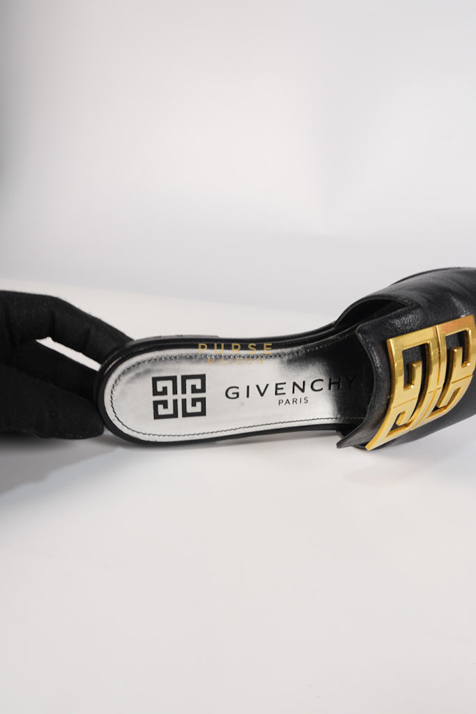 4G Logo Slide Sandals in Black Plague Leather Size 38.5 Eu (24 cm) | Purse Maison Luxury Bags Shop