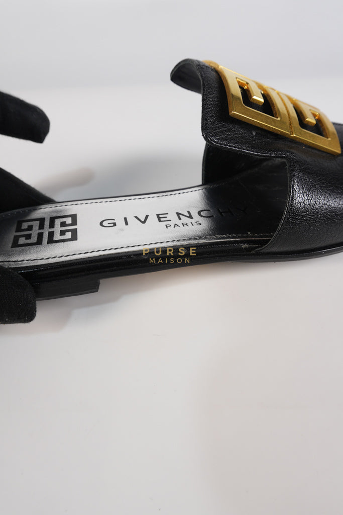 4G Logo Slide Sandals in Black Plague Leather Size 38.5 Eu (24 cm) | Purse Maison Luxury Bags Shop