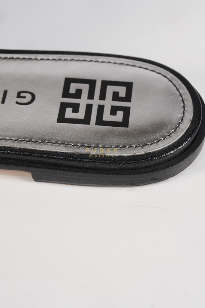 4G Logo Slide Sandals in Black Plague Leather Size 38.5 Eu (24 cm) | Purse Maison Luxury Bags Shop
