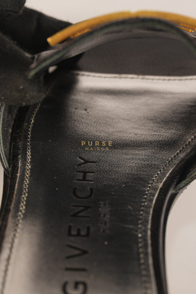 4G Logo Slide Sandals in Black Plague Leather Size 38.5 Eu (24 cm) | Purse Maison Luxury Bags Shop