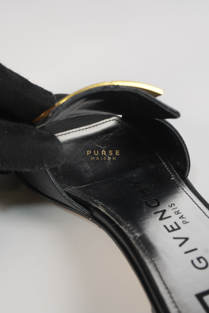 4G Logo Slide Sandals in Black Plague Leather Size 38.5 Eu (24 cm) | Purse Maison Luxury Bags Shop