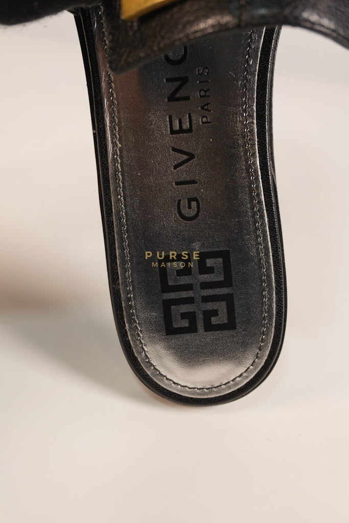 4G Logo Slide Sandals in Black Plague Leather Size 38.5 Eu (24 cm) | Purse Maison Luxury Bags Shop