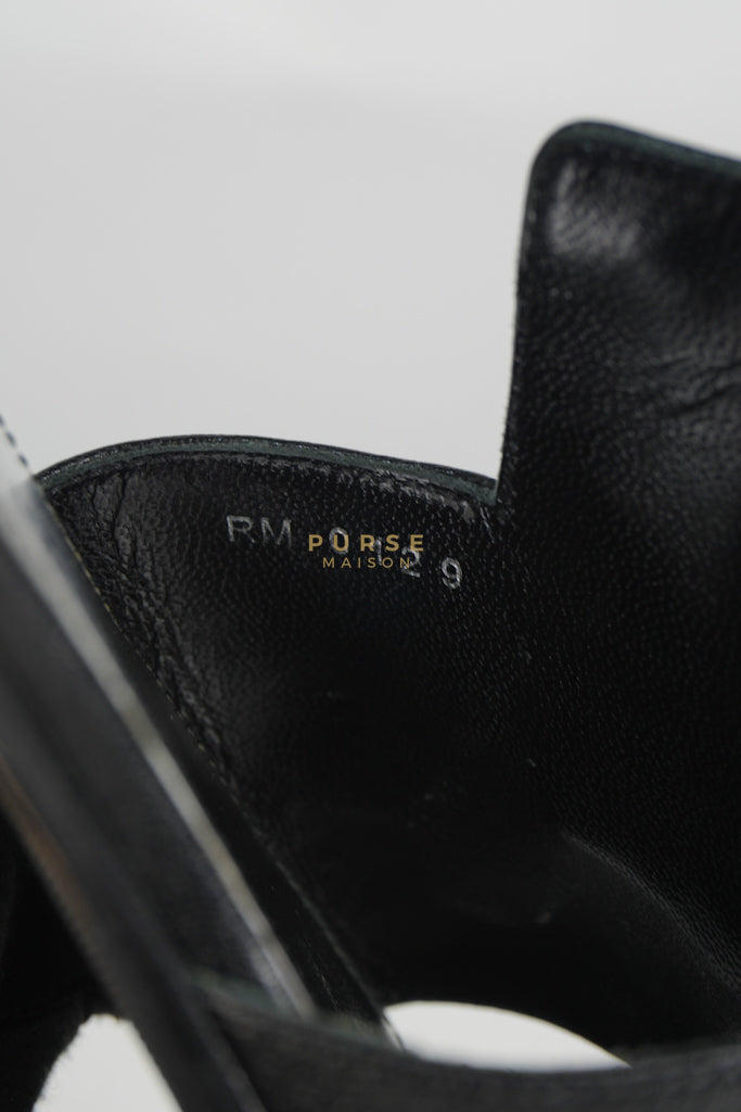 4G Logo Slide Sandals in Black Plague Leather Size 38.5 Eu (24 cm) | Purse Maison Luxury Bags Shop