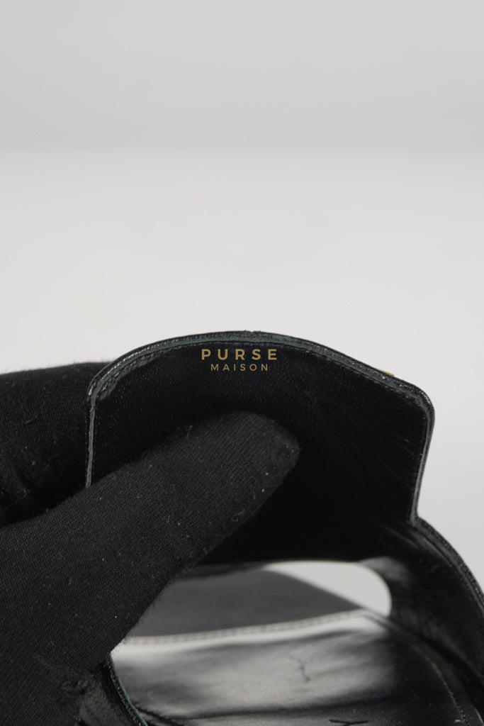 4G Logo Slide Sandals in Black Plague Leather Size 38.5 Eu (24 cm) | Purse Maison Luxury Bags Shop